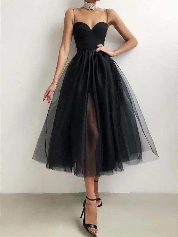 Sweetheart Neck Short Black Tulle Prom Dresses, Little Black Formal Evening Graduation Dresses Sweetheart Neck Short Black Tulle Prom Dresses, Little Black Formal Evening Graduation Dresses