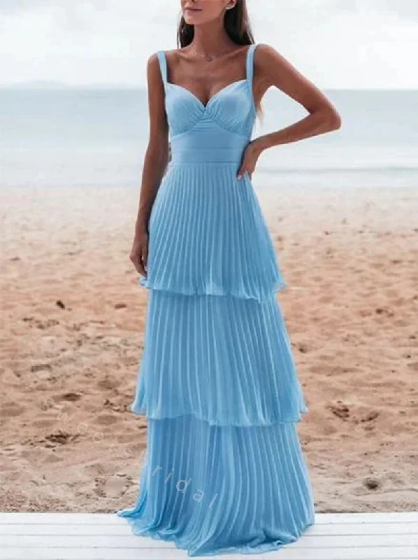 Sexy V-neck Ruffle A-line Long Prom Dress,SWS2068