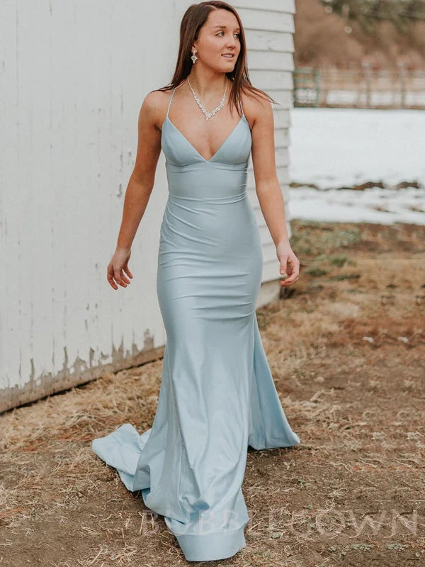 Spaghetti Straps Mermaid Long Grey Evening Prom Dresses, Cheap Custom Prom Dresses, MR7910 Spaghetti Straps Mermaid Long Grey Evening Prom Dresses, Cheap Custom Prom Dresses, MR7910