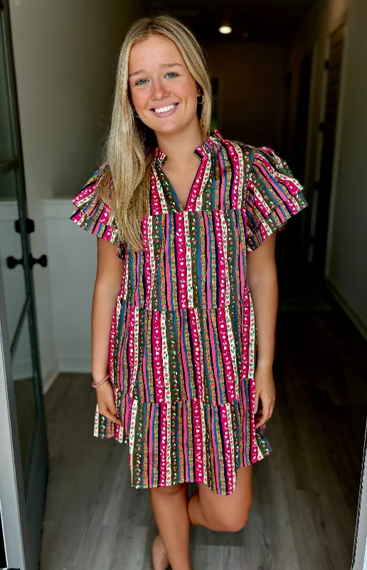 FINAL SALE - Mila Dress Botanic Stripe