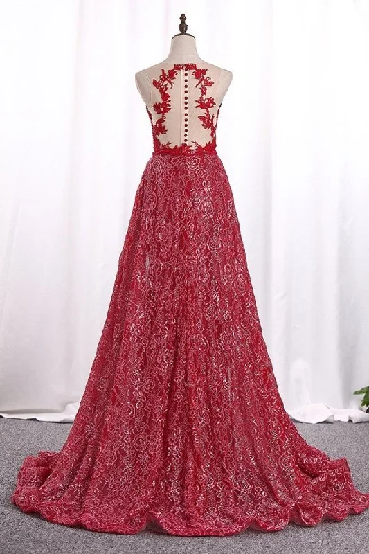 2024 Scoop Lace Prom Dresses Mermaid/Trumpet PKR6T4Z1
