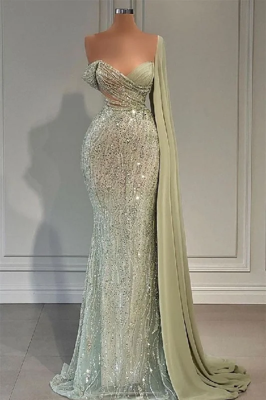 Sparkly Strapless One Shoulder Sequins Mermaid Prom Dress Formal Evening Dress Y7695 Sparkly Strapless One Shoulder Sequins Mermaid Prom Dress Formal Evening Dress Y7695