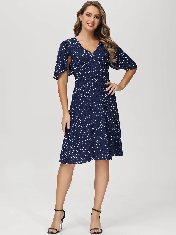 Polka Dots Flutter Sleeve Dress