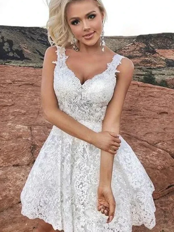 A Line Sweetheart Neck Cute White Lace Short Prom Dresses, Short White Lace Formal Evening Homecoming Dresses A Line Sweetheart Neck Cute White Lace Short Prom Dresses, Short White Lace Formal Evening Homecoming Dresses