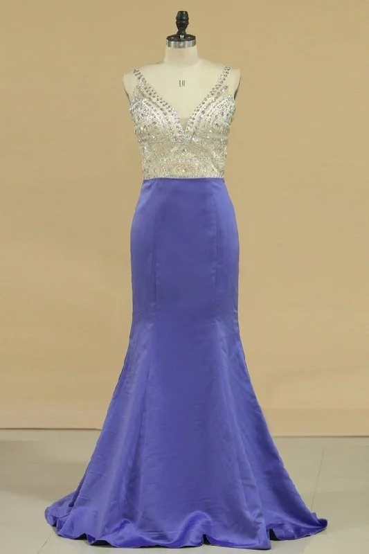 2024 Prom Dresses V Neck Beaded Bodice Open Back Mermaid/Trumpet Satin & Tulle P8FJH5QE 2024 Prom Dresses V Neck Beaded Bodice Open Back Mermaid/Trumpet Satin & Tulle P8FJH5QE
