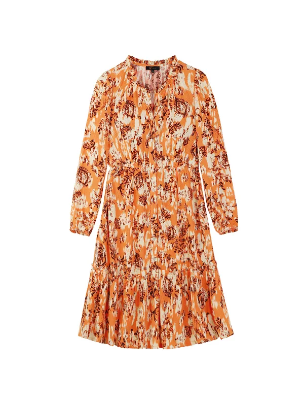 Ruffle Neck Button Front Dress