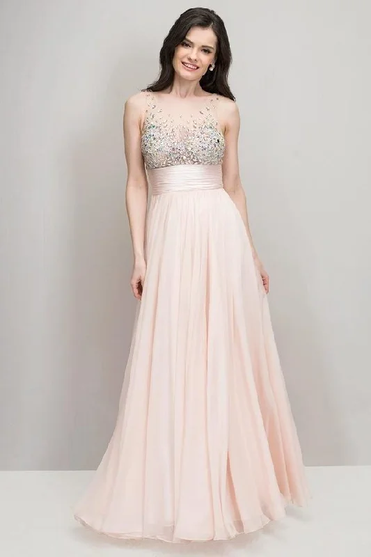 2024 Prom Dresses Beaded And Ruched Bodice Scoop A Line Chiffon Floor P97PACX2