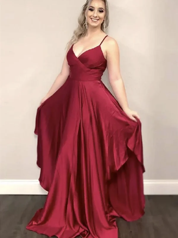 A Line V Neck Burgundy Long Prom Dresses, V Neck Burgundy Formal Graduation Evening Dresses A Line V Neck Burgundy Long Prom Dresses, V Neck Burgundy Formal Graduation Evening Dresses