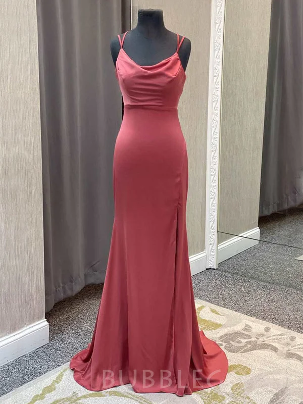 Mermaid Coral Spaghetti Straps Long Backless Evening Prom Dresses, Cheap Custom Prom Dress, MR7867 Mermaid Coral Spaghetti Straps Long Backless Evening Prom Dresses, Cheap Custom Prom Dress, MR7867