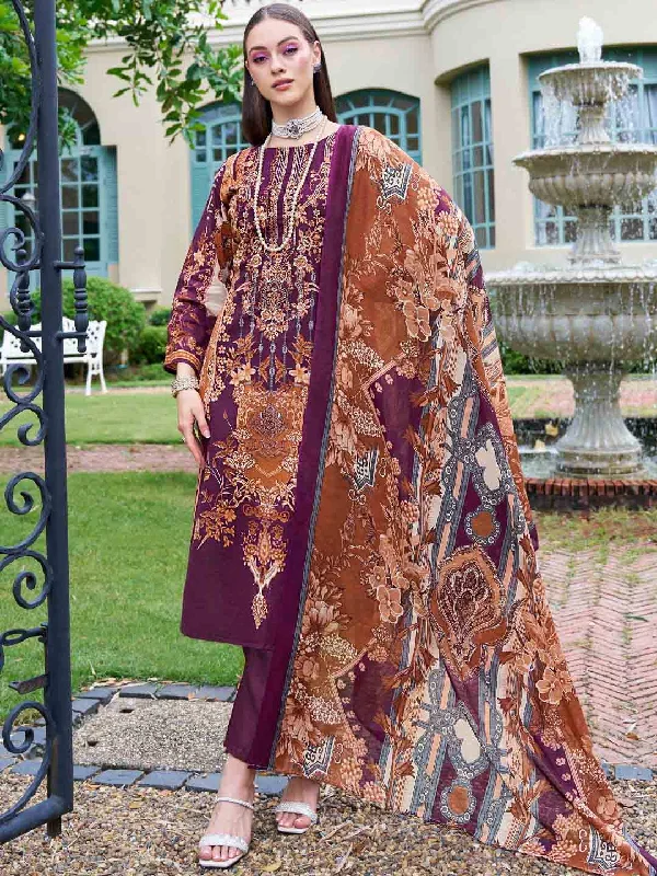 Women's Maroon Pakistani Print Unstitched Cotton Suit Dress Material