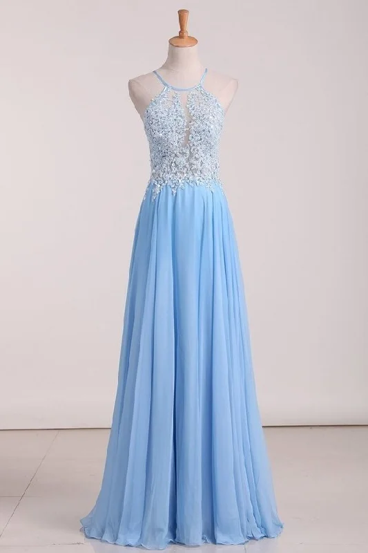 2024 Open Back Spaghetti Straps Prom Dresses Chiffon With PYZBM1RT