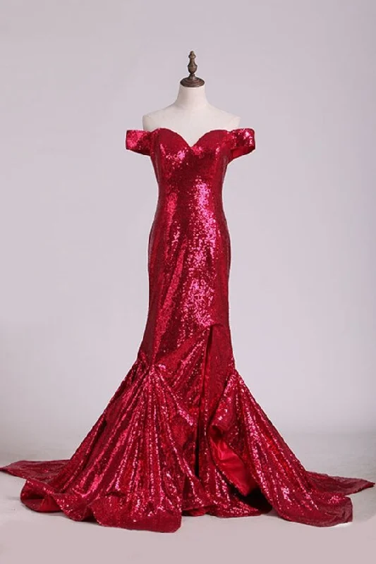 2024 Sexy Off The Shoulder Prom Dresses Sheath With PJHL45F2