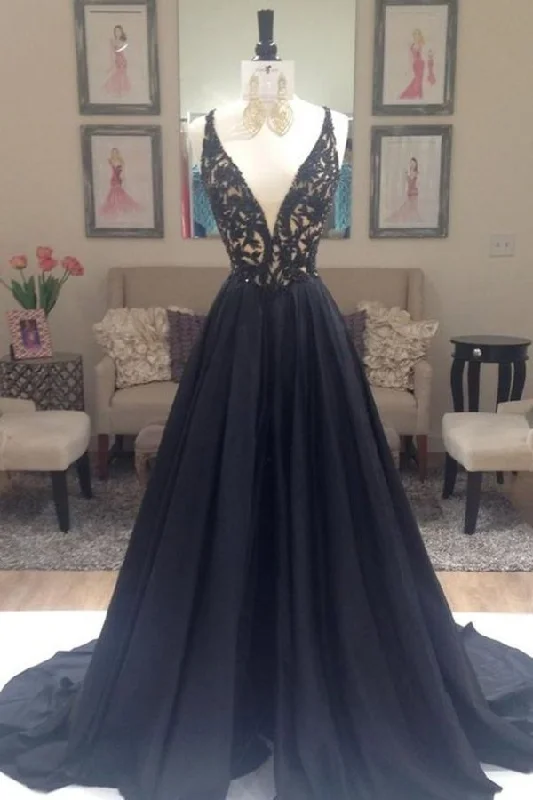 2024 Prom Dresses V Neck A Line Taffeta PMDJ3Y3S