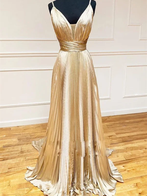 V Neck Champagne Satin Long Prom Dresses, Champagne Long Formal Evening Graduation Dresses V Neck Champagne Satin Long Prom Dresses, Champagne Long Formal Evening Graduation Dresses