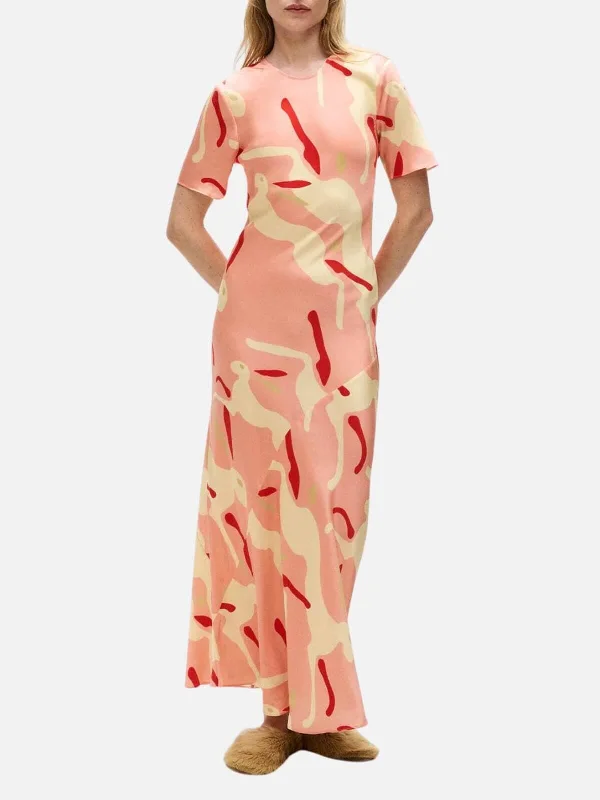 Short Sleeve Bias Dress - Rabbit Amaranth