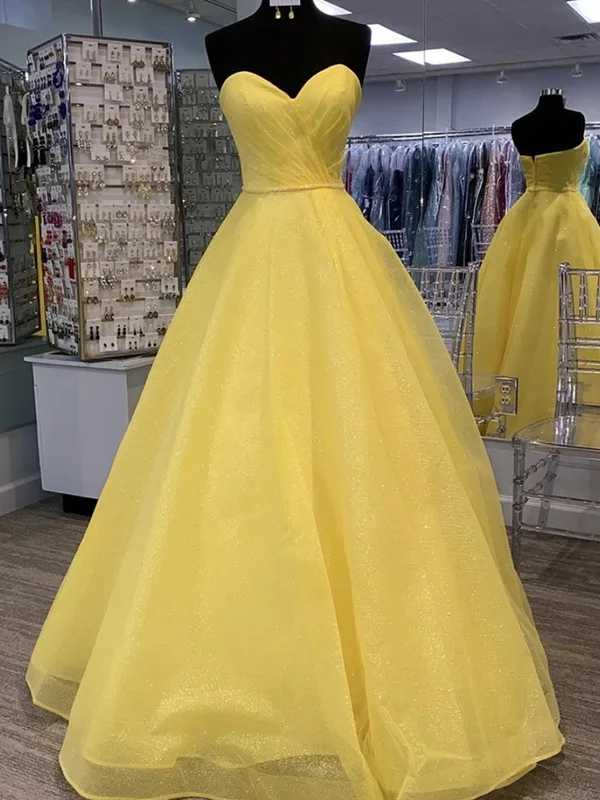 Customized Sweetheart Neck Yellow Sequins Strapless Long Prom Dresses, Strapless Yellow Sequins Ball Gown, Yellow Sequins Formal Evening Dresses Customized Sweetheart Neck Yellow Sequins Strapless Long Prom Dresses, Strapless Yellow Sequins Ball Gown, Yellow Sequins Formal Evening Dresses