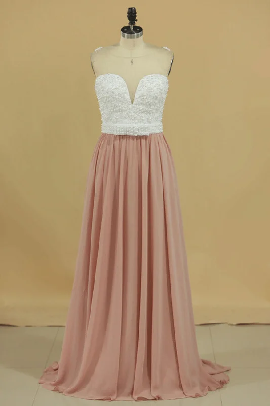 2024 Scoop Prom Dresses A Line Chiffon With Beading PGA44B11