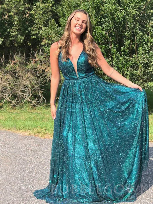 Sexy Deep V-neck A-line Jade Tulle Sparkly Spaghetti Straps Long Evening Prom Dresses, Cheap Custom Prom Dress, MR7839 Sexy Deep V-neck A-line Jade Tulle Sparkly Spaghetti Straps Long Evening Prom Dresses, Cheap Custom Prom Dress, MR7839
