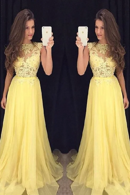 2024 Prom Dresses Scoop A Line Chiffon With Applique PNRG14NM
