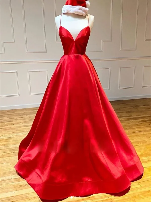 Red V Neck Backless Long Prom Dresses, Red Open Back Formal Graduation Evening Dresses Red V Neck Backless Long Prom Dresses, Red Open Back Formal Graduation Evening Dresses