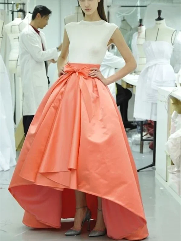 Two Tone Runway Satin High Low Prom Gown , Cap Sleeves High Low Two Tone Runway Formal Evening Dresses Two Tone Runway Satin High Low Prom Gown , Cap Sleeves High Low Two Tone Runway Formal Evening Dresses