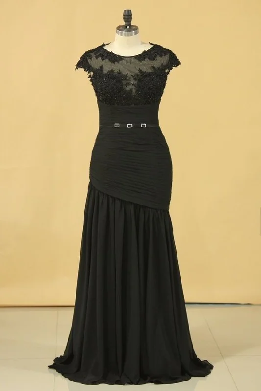 2024 Plus Size Mermaid Scoop Open Back Prom Dresses Chiffon With Applique And PT4HLGPL 2024 Plus Size Mermaid Scoop Open Back Prom Dresses Chiffon With Applique And PT4HLGPL