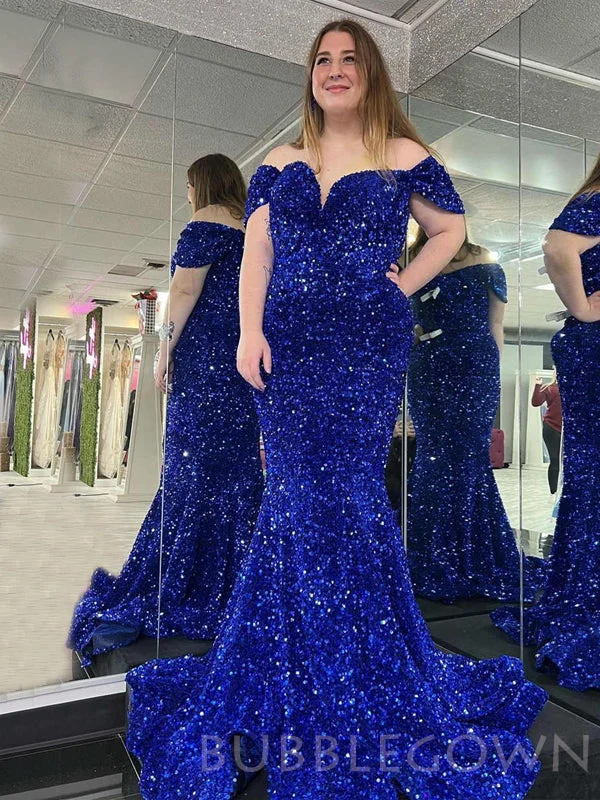 Off Shoulder Royal Blue Sequin Mermaid Long Sweet heart Evening Prom Dresses, Cheap Custom Prom Dresses, MR7983 Off Shoulder Royal Blue Sequin Mermaid Long Sweet heart Evening Prom Dresses, Cheap Custom Prom Dresses, MR7983