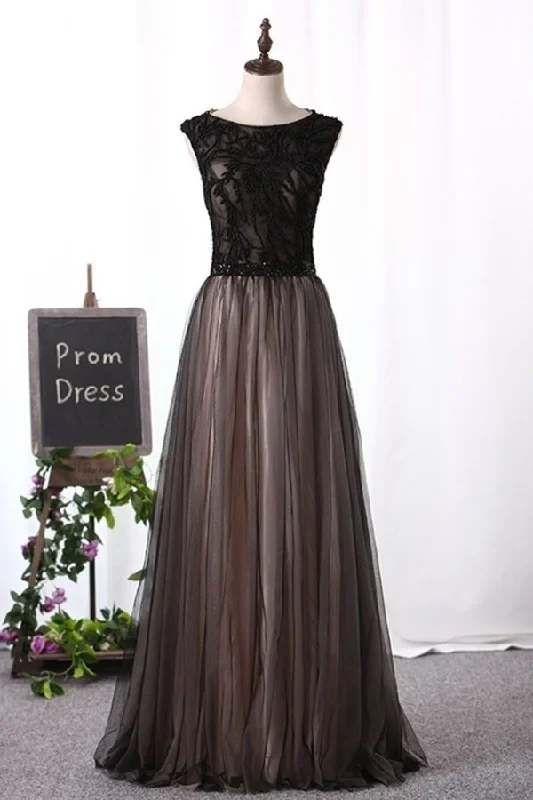 2024 Scoop Prom Dresses A Line Tulle With PSSGKT8Y