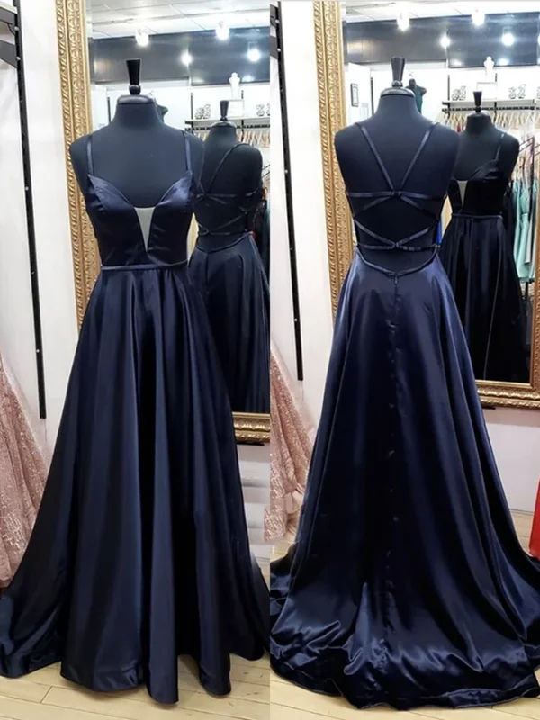 V Neck Black Backless Satin Long Prom Dresses, V Neck Black Backless Satin Long Formal Evening Dresses V Neck Black Backless Satin Long Prom Dresses, V Neck Black Backless Satin Long Formal Evening Dresses