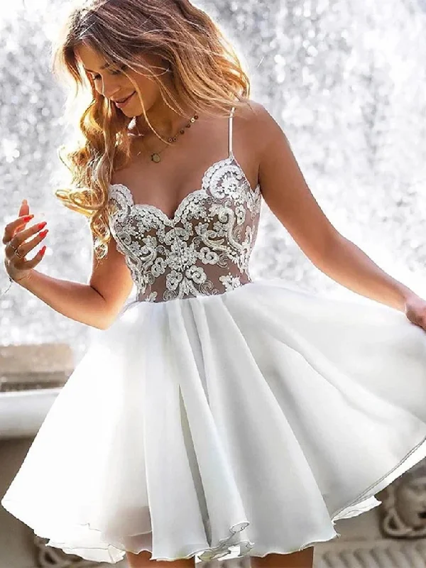 A Line V Neck Short White Lace Prom Dresses, Short White Lace Formal Evening Dresses, White Lace Short Homecoming Dresses A Line V Neck Short White Lace Prom Dresses, Short White Lace Formal Evening Dresses, White Lace Short Homecoming Dresses