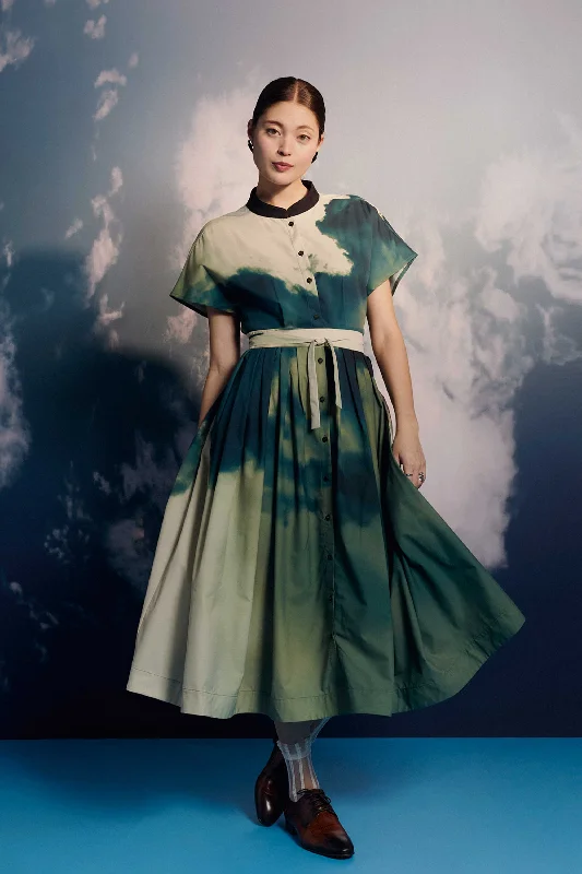 Chinese Collar Dual Box Pleat Dress (Nee Soon)