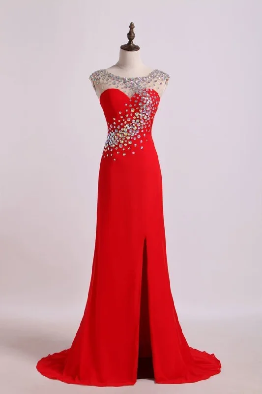 2024 Scoop Column Prom Dresses With P2LZTH1F