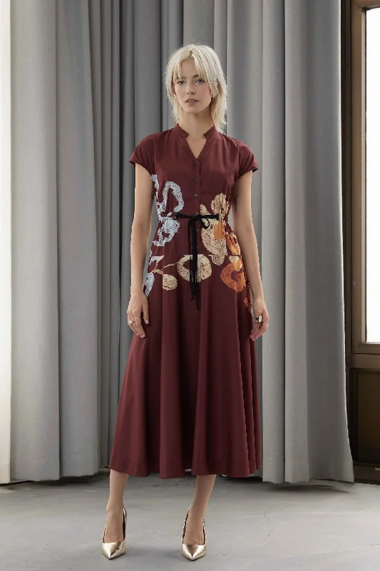 Gathered French Sleeve Swing Dress (Stillness)
