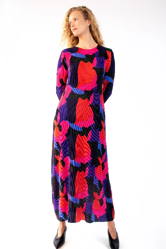 The Reversible Plisse Dress in Paint Splatter
