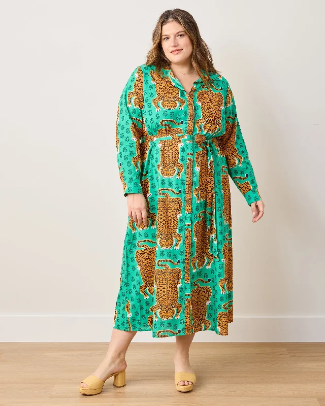 Siberian Stripes - Monaco Dress - Lucky Green