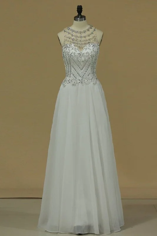 2024 Scoop Prom Dresses A Line Chiffon PCCCH925