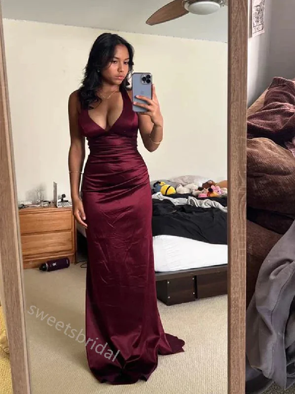 Sexy V-neck Sleeveless Mermaid Long Floor Length Prom Dress,SWS2360