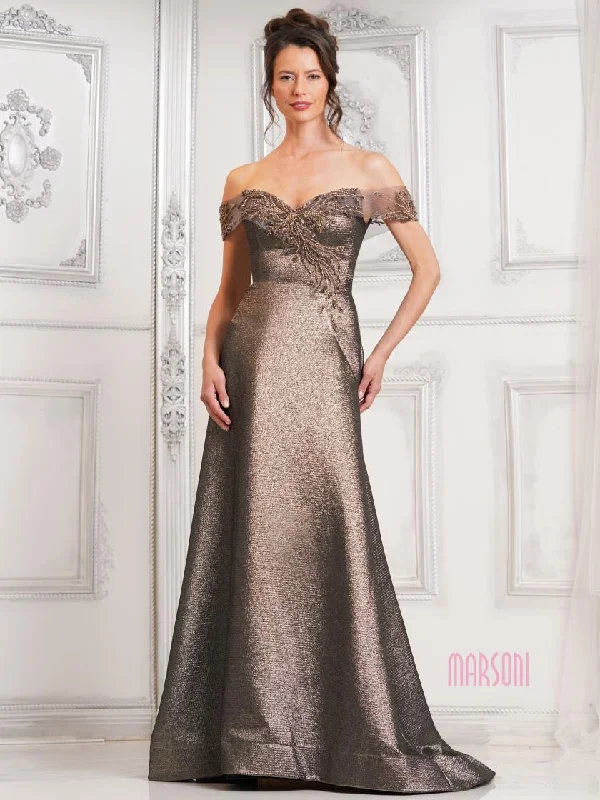 Marsoni MV1305 off shoulder brocade dress