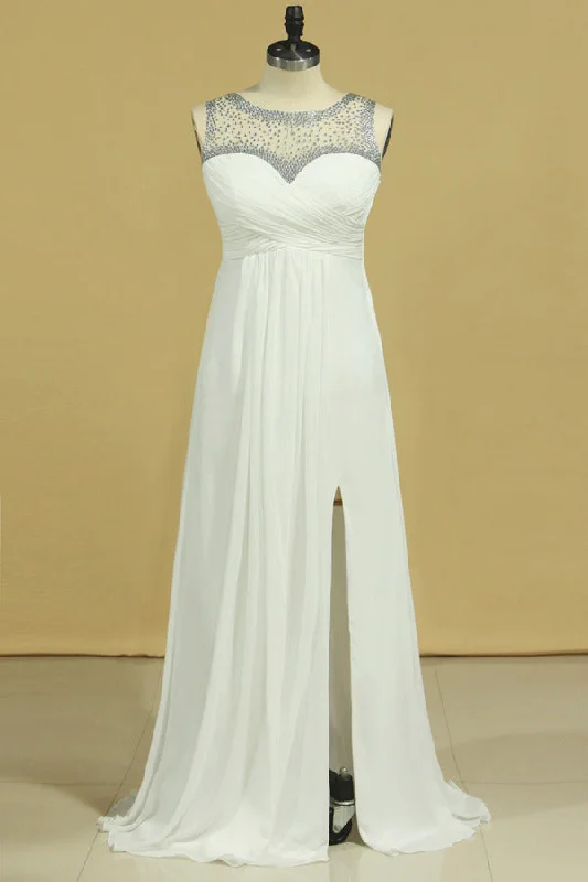 2024 Plus Size Scoop A Line Prom Dresses Chiffon With Beads And Ruffles Floor PDRS4CXZ 2024 Plus Size Scoop A Line Prom Dresses Chiffon With Beads And Ruffles Floor PDRS4CXZ