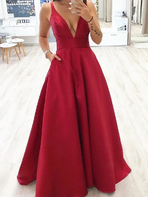 A Line V Neck Burgundy Long Prom Dresses, V Neck Burgundy Long Formal Evening Dresses A Line V Neck Burgundy Long Prom Dresses, V Neck Burgundy Long Formal Evening Dresses