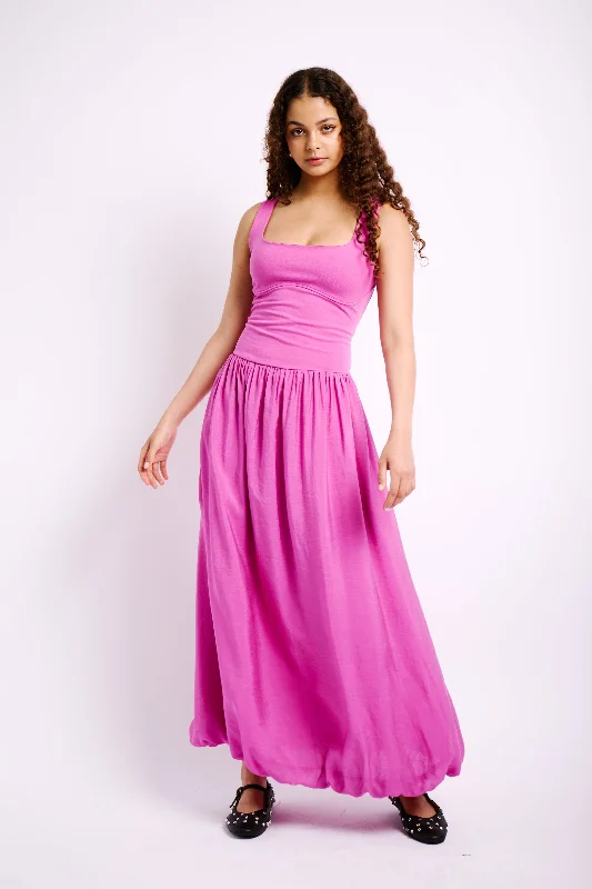 Bubble Combo Dress in Orchid