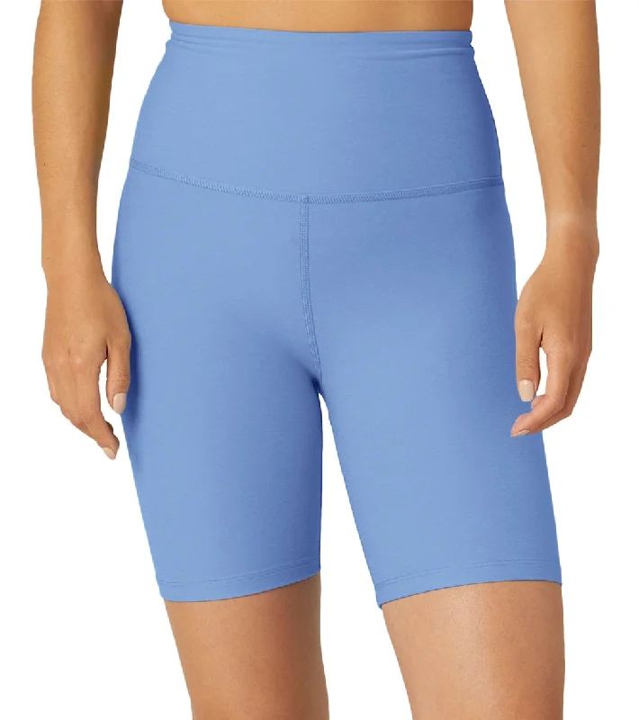 Beyond Yoga Spacedye High Waisted Biker Yoga Shorts Flower Blue Heather