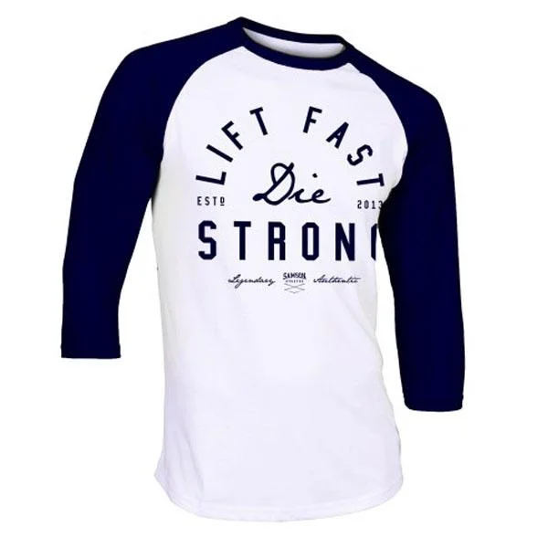 Samson Athletics Lift Fast Die Strong - Navy Baseball Tee