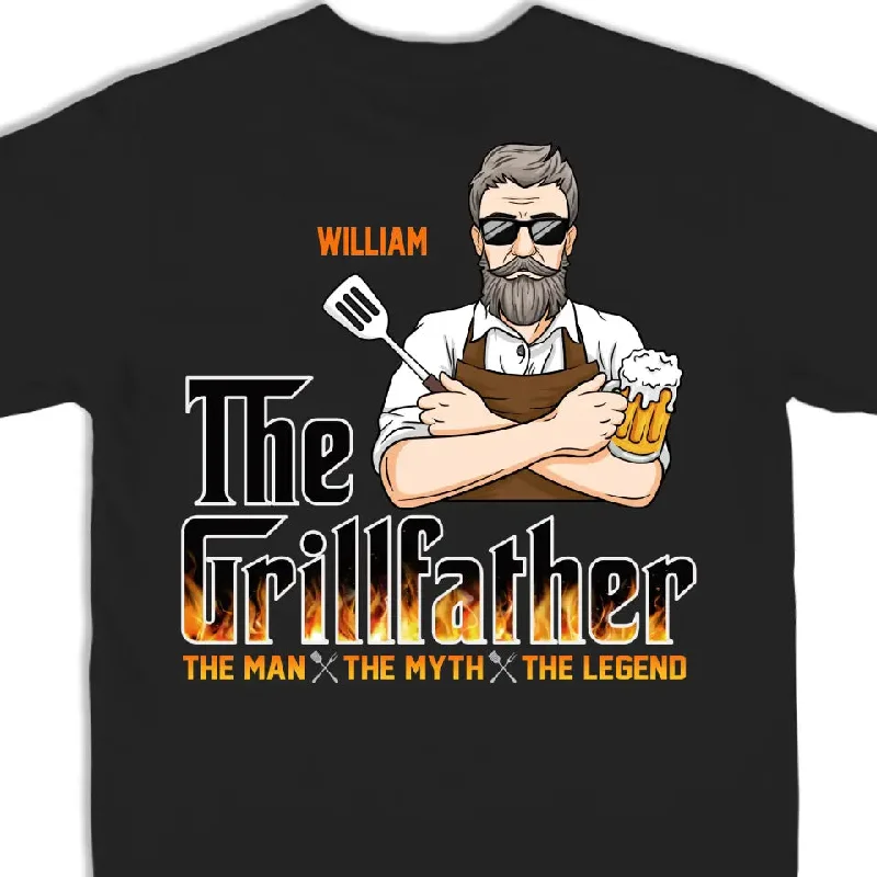 The Grillfather - Family Personalized Custom Back Printed Unisex T-shirt, Hoodie, Sweatshirt - Father's Day, Gift For Dad, Grandpa