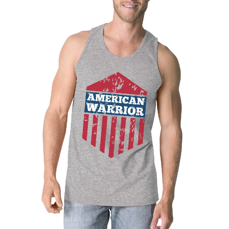 American Warrior Gray Crewneck Graphic Tanks For Men Gift For Him