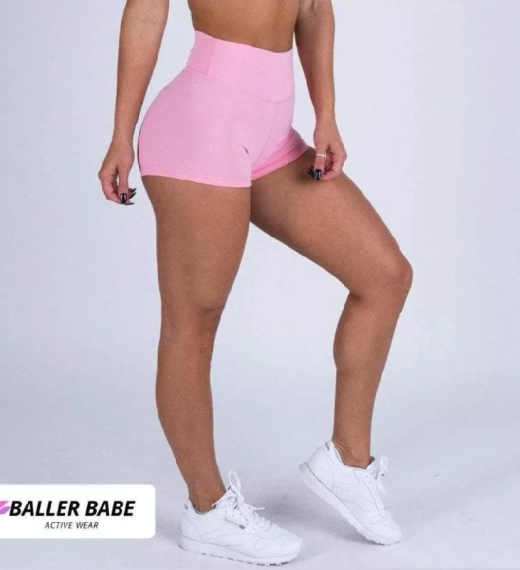 Baller Babe High Waisted Booty Shorts Baby Pink