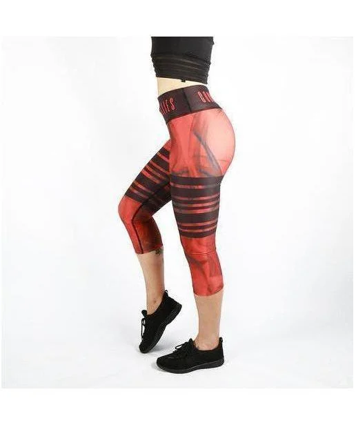 Combat Dollies Red Tribe Capri Fitness Leggings