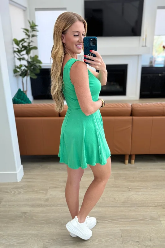 Gorgeous in Green Sleeveless Skort Dress