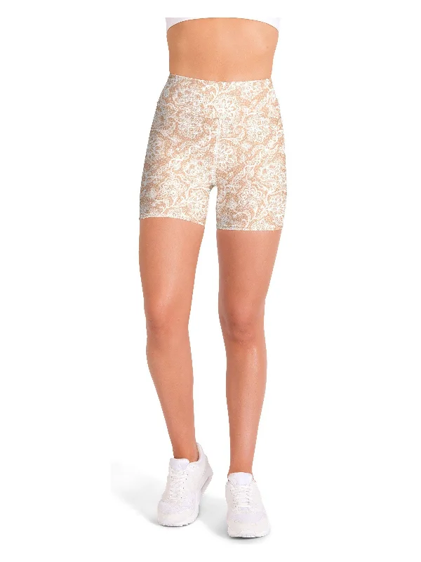 White Faux Lace Yoga Shorts