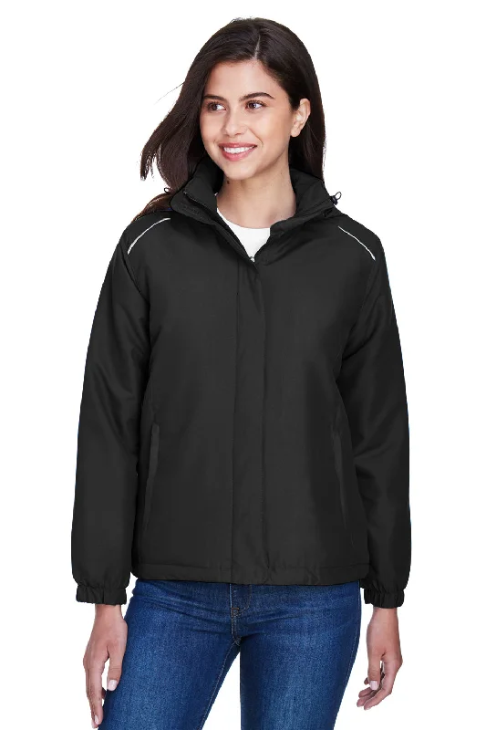 Core 365 Womens Brisk Full Zip Hooded Jacket - Black